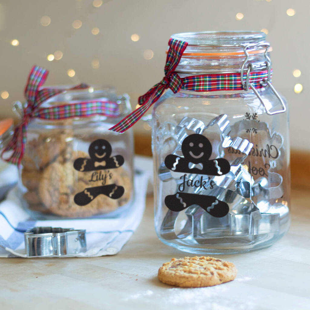 Personalised Jar With Christmas Cookie Cutters, 1 of 5