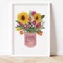 Sunflowers Posy In Vintage Tin Print, thumbnail 3 of 4