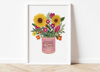 Sunflowers Posy In Vintage Tin Print, 3 of 4
