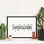 Personalised Monochrome Floral Name Print, thumbnail 2 of 4