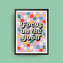 'Focus On The Good' Retro Check Quote Print, thumbnail 2 of 2