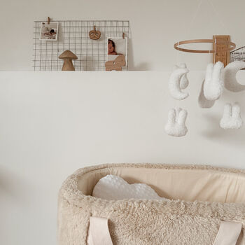 Micro Boucle Bunny And Moon Mobile Ivory Nursery Decor, 3 of 4