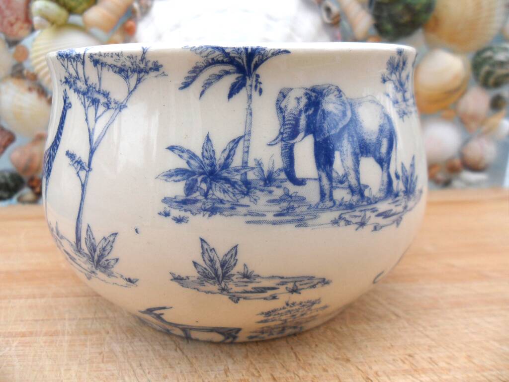 Open Sugar Bowl In Blue Safari Design, 1 of 7