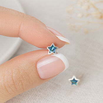 Sterling Silver Paua Shell Micro Star Stud Earrings – 4mm, 2 of 8
