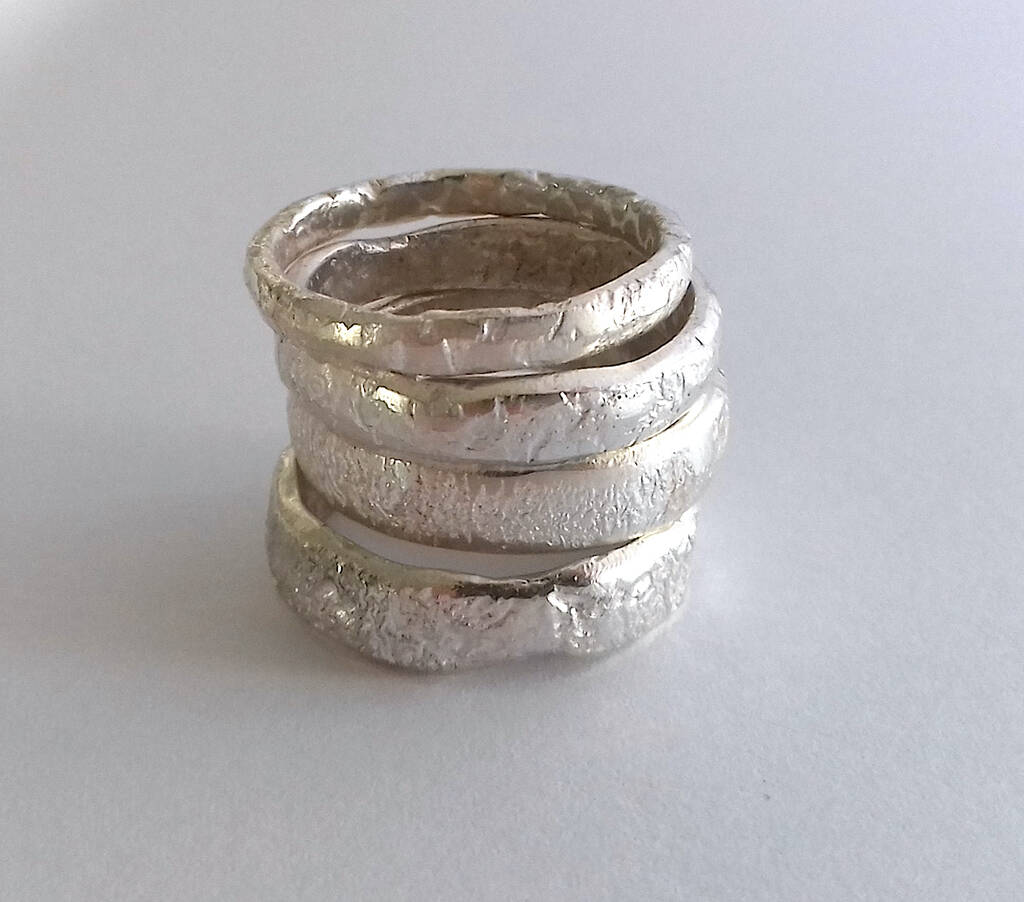 Sterling Silver 3mm Wide Textured Band By Lorna Hewitt Jewellery ...