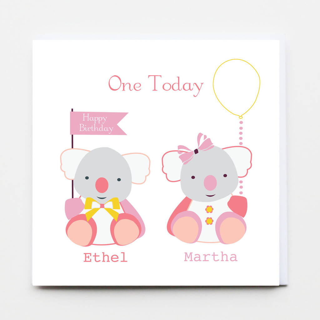 Happy Birthday Personalised Twins Boy And Girl Cards By Buttongirl Designs Notonthehighstreet Com