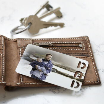 Personalised Photo With Dad Cut Out Metal Wallet Card, 2 of 2