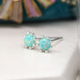 Aqua Fire Opal Stud Earrings In Sterling Silver, thumbnail 3 of 11