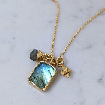 'The Trio' Labradorite Necklace, Gold Plated, 3 of 8