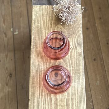 Hand Blown Recycled Bud Vase/Tealight Holder Blush, 3 of 3