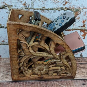 Carved Remote Control Caddy Stand, 2 of 6