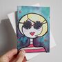 Birthday Card Girl With Blonde Bob And Sunglasses, thumbnail 1 of 5