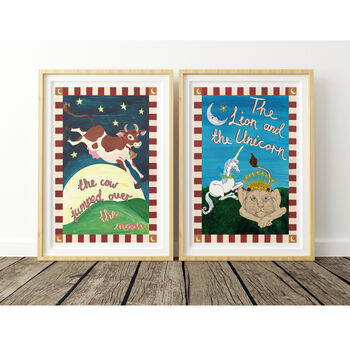 The Lion And The Unicorn Vintage Nursery Print, 8 of 10
