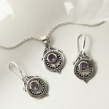 Sterling Silver Gemstone Victorian Necklace, 9 of 12