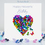 Multicoloured Heavenly Birthday Butterfly Heart Card, thumbnail 1 of 11