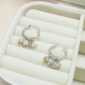 Sterling Silver Hoop Earrings With Card Suit Charms, 3 of 3
