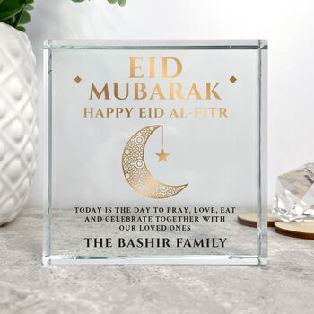 Personalised Eid Al Fitr Crescent Crystal Token, 3 of 5
