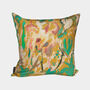 Abstract Floral Velvet Cushion, Yellow, thumbnail 3 of 4