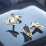 Sailing Boat Cufflinks In Solid Yellow Gold, thumbnail 2 of 3