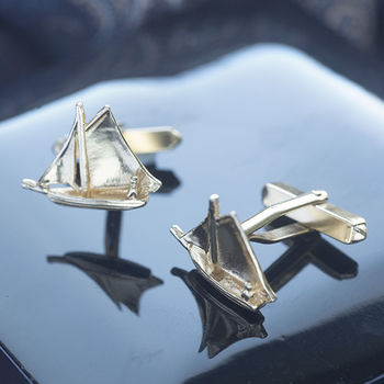 Sailing Boat Cufflinks In Solid Yellow Gold, 2 of 3