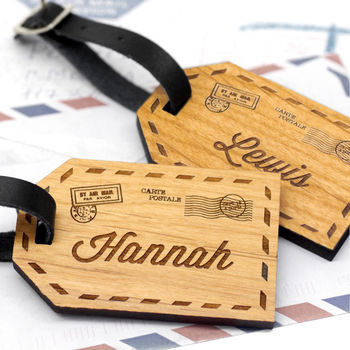 Wedding, Personalised Wooden Couples Luggage Tags, 2 of 4