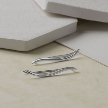 Sterling Silver Curve Ear Climbers, 2 of 3