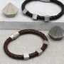 Personalised Leather And Steel Cube Bracelet, thumbnail 1 of 6