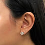 Gold Caged White Pearl Stud Earrings, thumbnail 6 of 8