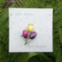 Tulip Yellow Purple And Pink Flower Pendant Necklace, thumbnail 2 of 4