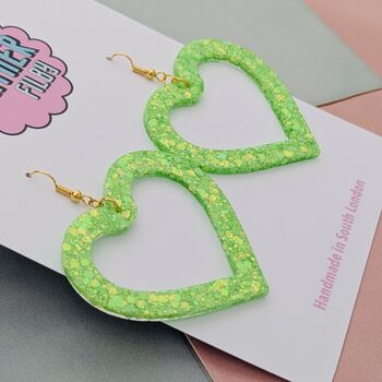 Large Sparkly Heart Earrings, 8 of 12