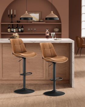 Set Of Two Bar Stools Swivel Chairs Synthetic Leather, 4 of 12