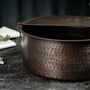 Dark Solid Copper Pedicure Bowl With Footrest, Hammered 350 Mm Diameter, thumbnail 3 of 5