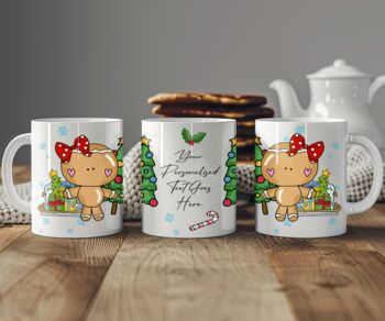 Personalised Whimsical Gingerbread Christmas Gift Mug B, 2 of 2