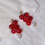 Scarlet Grape Cluster Pearls Earrings, thumbnail 1 of 7