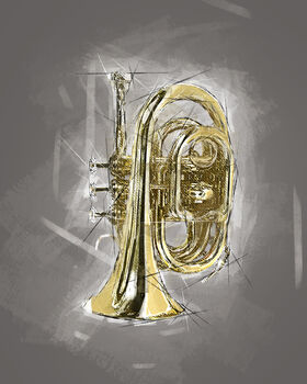 Trumpet Unfinished Sketch Style Poster, 2 of 4