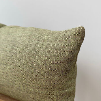 Green Textured Linen Cushion Lumbar, 5 of 5