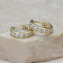 9ct Yellow Gold Cubic Zirconia Huggie Hoop Earrings, thumbnail 1 of 3