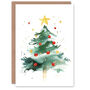 Red Yellow Bauble Tree Bright Xmas Christmas Card, thumbnail 1 of 4