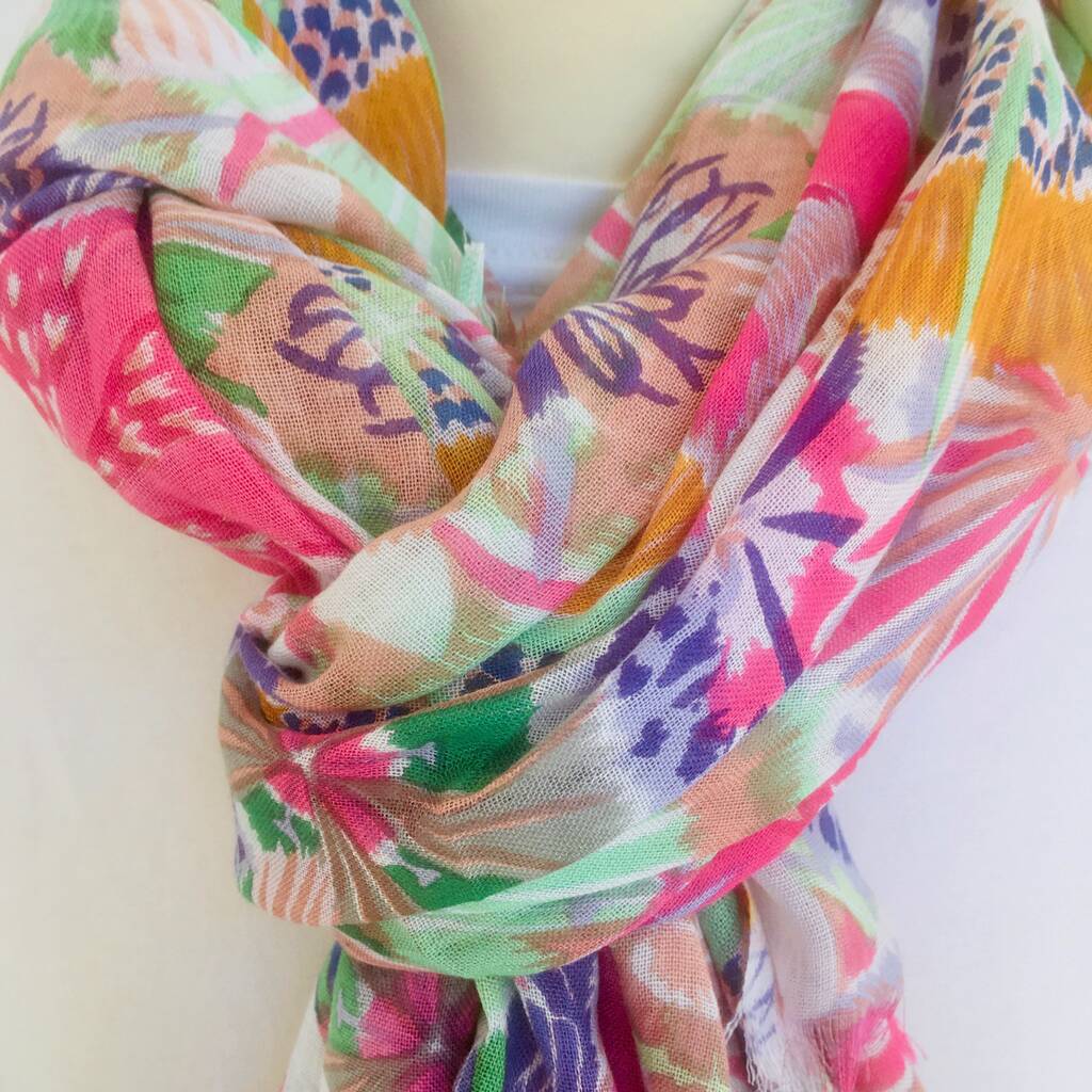 Pink Mix Floral Scarf By Chapel Cards