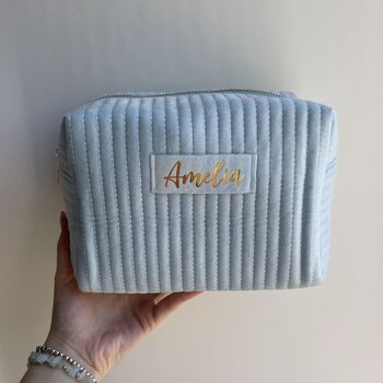 Personalised Soft Velvet Makeup Cosmetic Zip Bag, 3 of 9