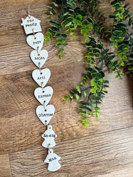 Personalised 'Our Family' Clay Hanging Decoration, 5 of 5