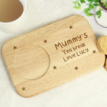 Personalised Stars Wooden Tea And Biscuit Coaster Tray, 3 of 11