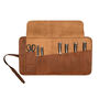 Personalised Brown Leather Knife Roll With Zip Pocket, thumbnail 7 of 10