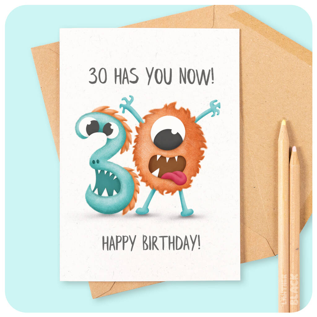 Funny 30th Birthday Greeting Card For Him For Her By Lanther Black |  