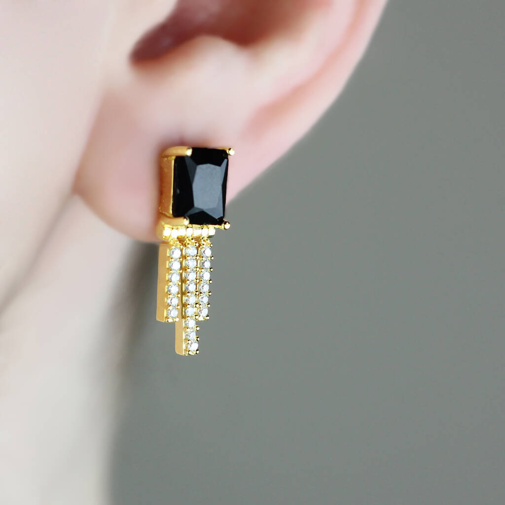 Zircon Statement Black Stud Earring By Rabal