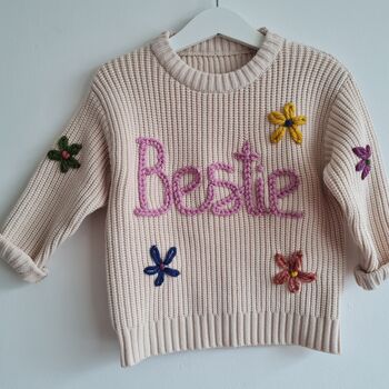Personalised Hand Embroidered 'Bestie' Knit Jumper, 3 of 3