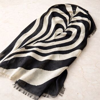 Black And Cream Heart Swirl Scarf, 3 of 6