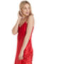 British Made Red Long Satin Nightdress With Deep Lace Detail Ladies Size 8 To 28 UK, thumbnail 2 of 5