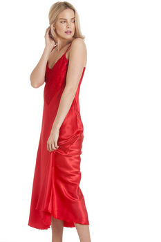 British Made Red Long Satin Nightdress With Deep Lace Detail Ladies Size 8 To 28 UK, 2 of 5