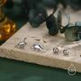 Mismatched Dinosaur Screw Back Earrings In Sterling Silver, thumbnail 1 of 8